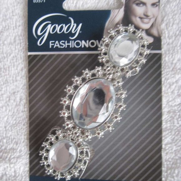 1 Goody Amelia Fashionow Rhinestone Diamond Fancy Metal Hair Barrette Silver Pew - Picture 3 of 8